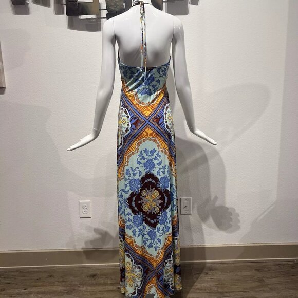 SKY Halter Top Maxi Dress, Slinky Fit Brightly Printed Summer Dress Size Small - Picture 3 of 14